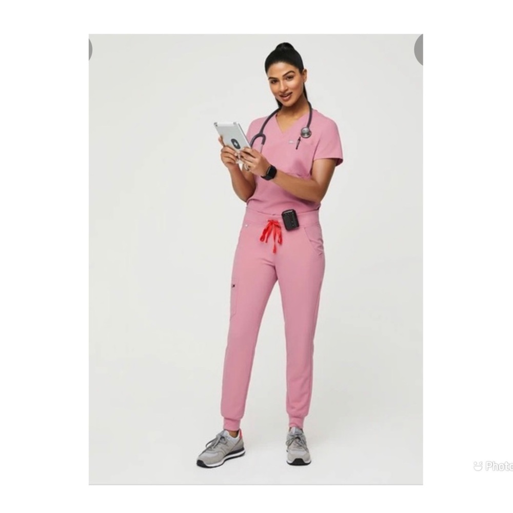 FIGS Zamora Jogger Scrub Pants -- CHALK PINK Limited Edition